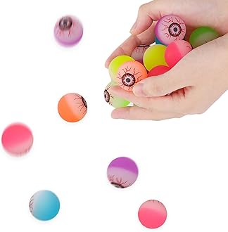 Elcoho 12 Pieces Halloween Bouncing Balls Glow in The Dark Bouncing Eyeballs Halloween Theme Eyeballs for Halloween Favor Supplies