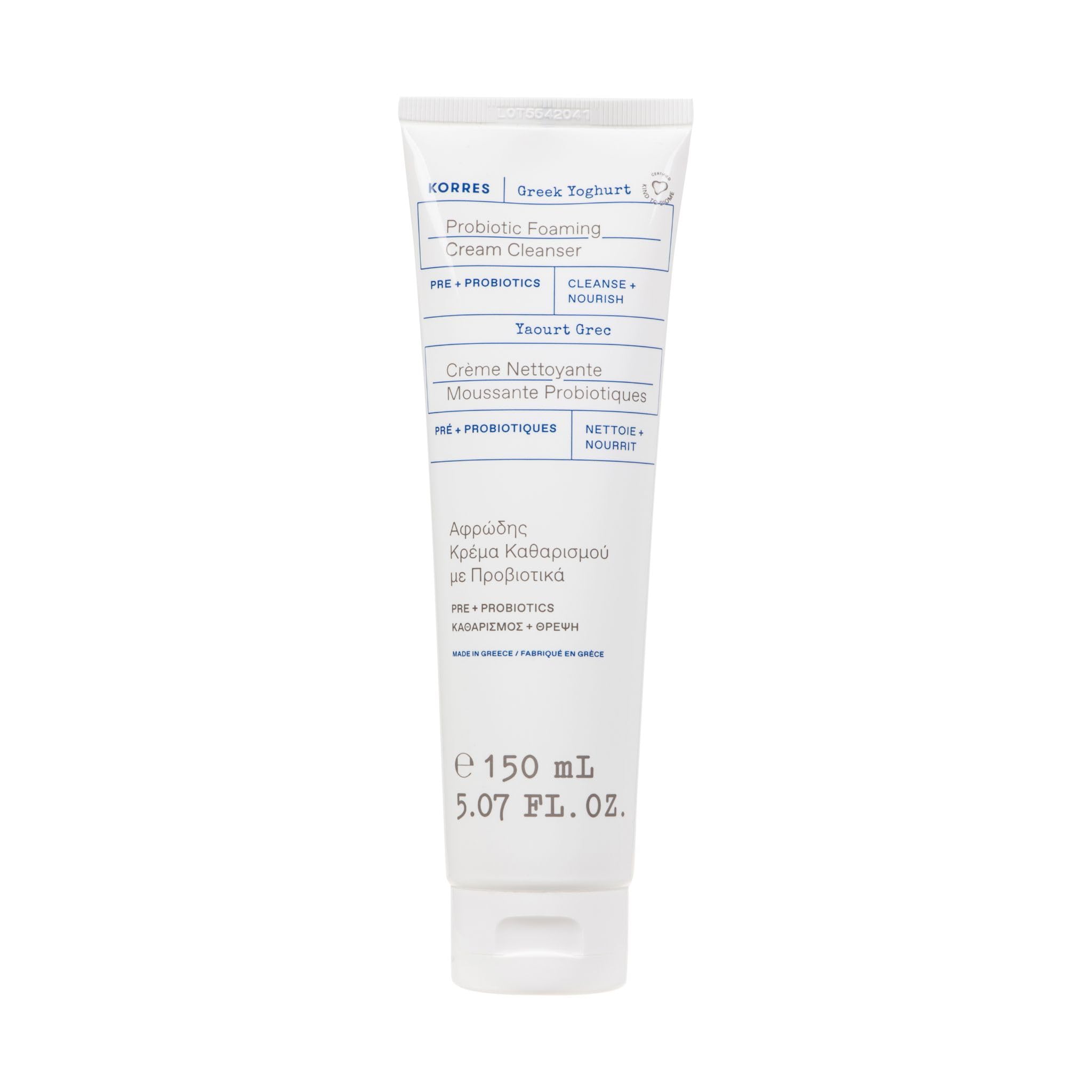 KORRES GREEK YOGHURT Emulgierende, seifenfreie Waschcreme für Gesicht & Augen, dermatologisch getestet, 150 ml
