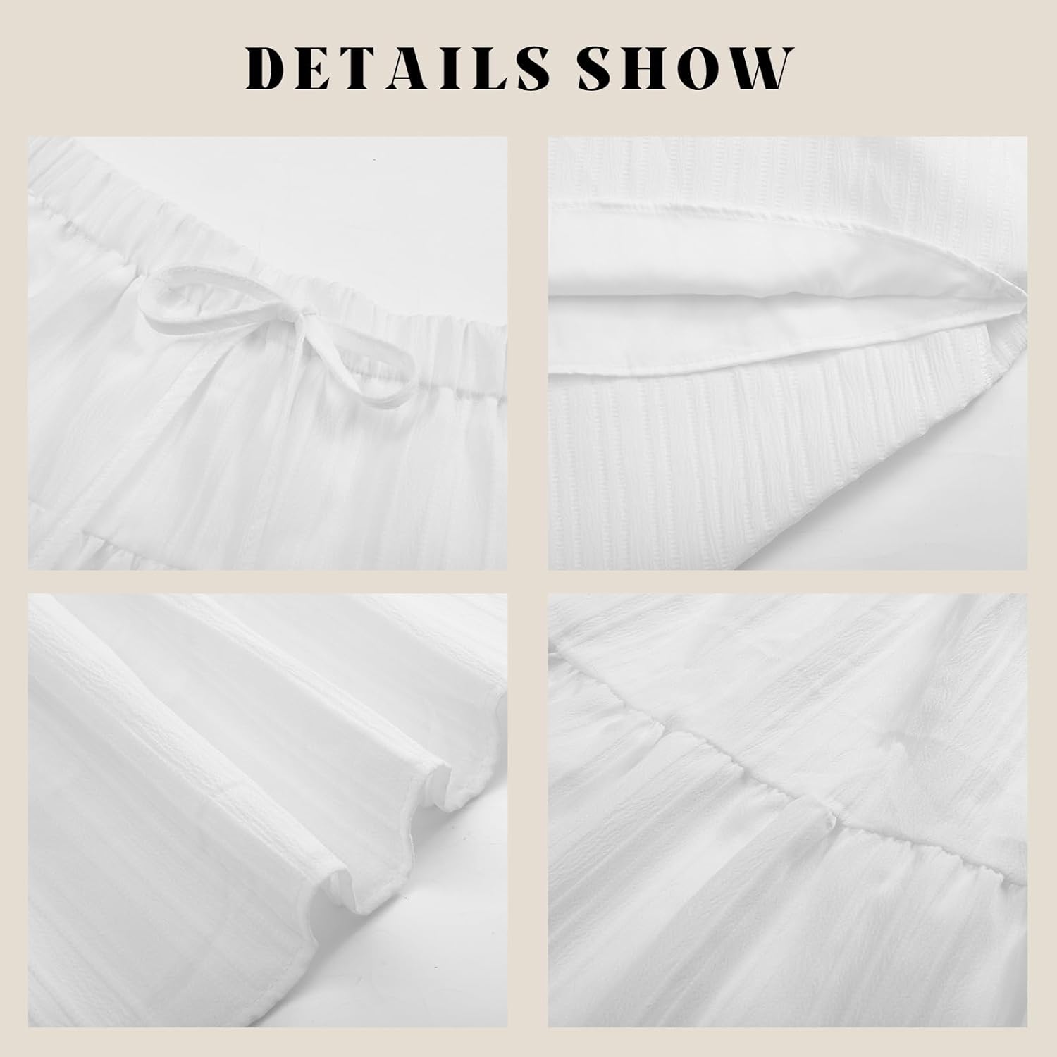 HOUZONIY Womens Maxi Skirt Flowy Elastic Waist Tiered Pleated A Line Summer Boho Trendy Cute Pull On Long Skirts - Image 5