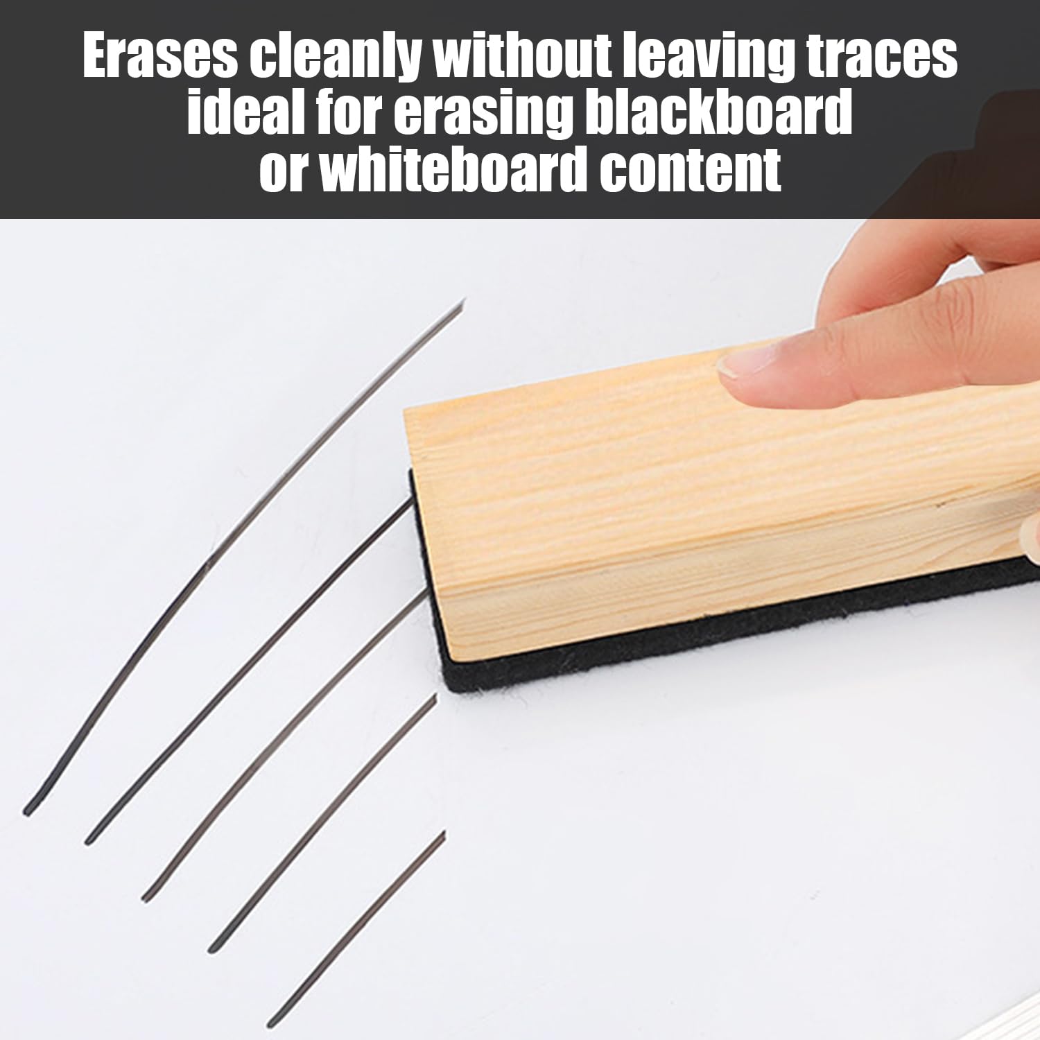 USHXVG 2 Pieces Blackboard Eraser, Blackboard Eraser with Wooden Handle, Thick Felt Cleaning, Large Whiteboard Cleaning Tool - Image 4