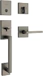 Weiser Matte Black Front Door Lock and Handle Set, SmartCode Keypad Door Lock with San Clemente Handleset & Halifax Interior Door Handle, Keyless Entry Door Lock, Front Door Handles with Deadbolt Lock