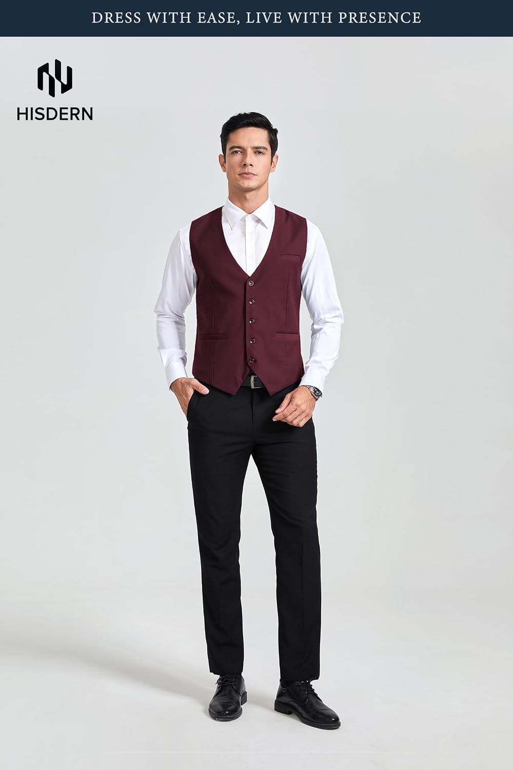  Men’s Suit Vest Waistcoat with 3 Pockets Slim Fit for Business Formal Wedding Prom and Casual Tuxedo Wear thumbnail