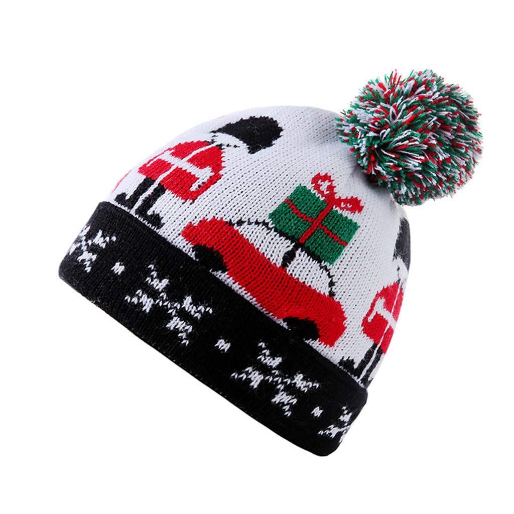 Buxuaaaa Creative Santa Christmas Hat for W/Wool Children Car Knitted Hat for Kids Baby Children Comfort Hallow Knitted Hats for Men Women Baby Boy Girls for Patterns Newborn Photography
