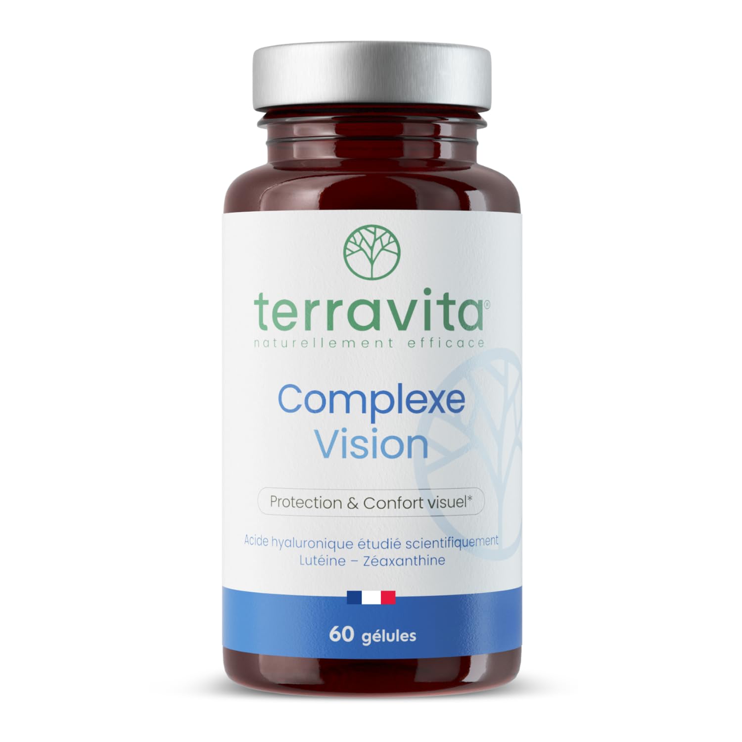 COMPLEXE VISION | Complément Alimentaire Yeux Secs et Fatigués | Acide Hyaluronique Breveté, Lutéine, Zéaxanthine, Myrtille, Vitamines et Zinc Bisglycinate | 60 Gélules | Made in France | Terravita