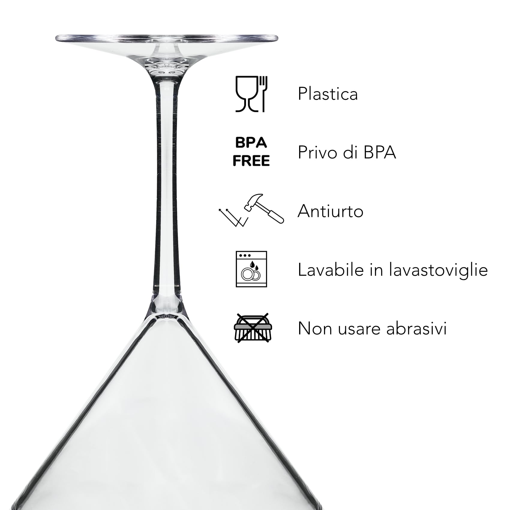 Bicchieri Martini Plastica, 245 ml, riutilizzabili, lavabili in lavastoviglie, infrangibili, privo di BPA, Bicchieri da Cocktail