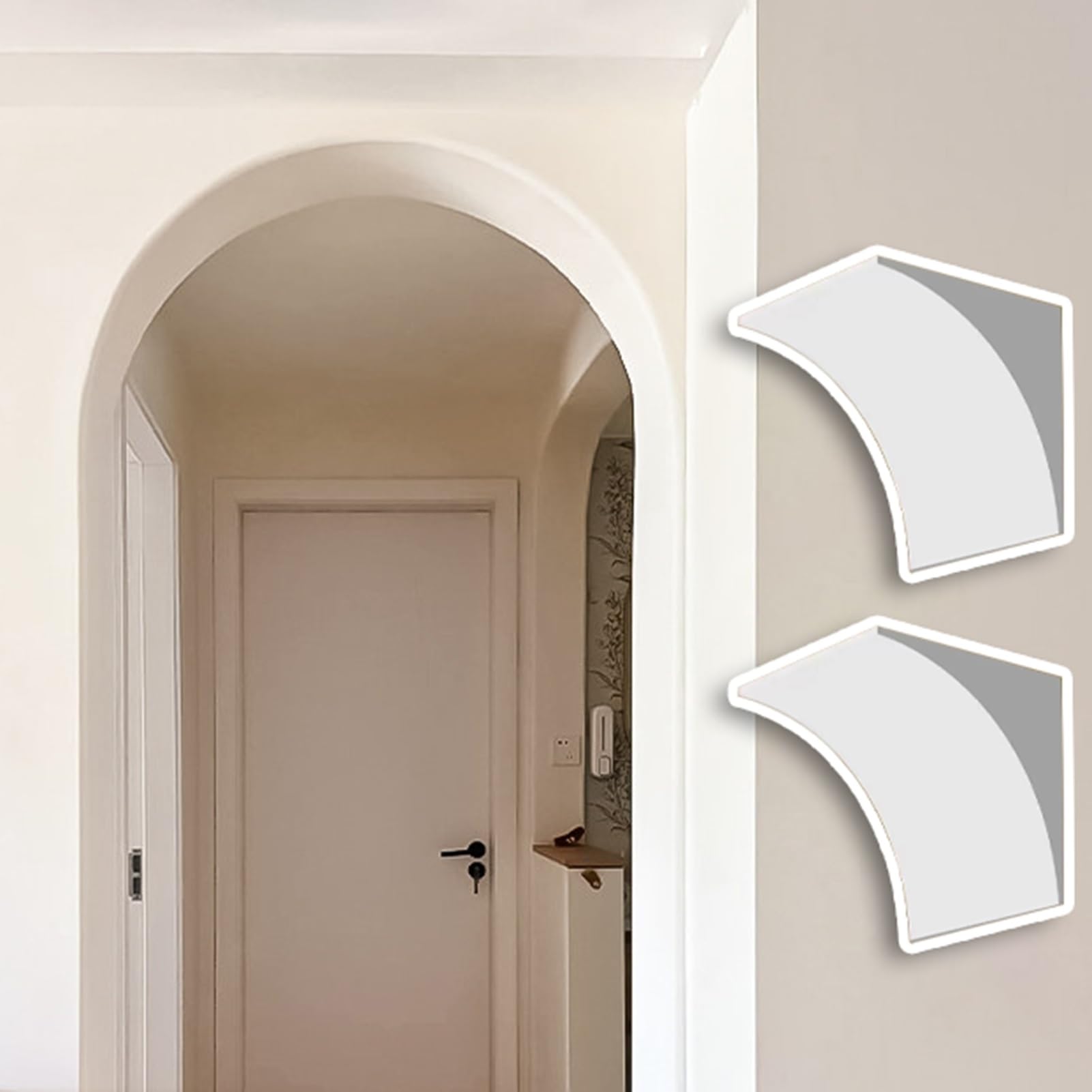 Kit de Arco para Puerta de Espuma, Moldura Curva Pintable para Corregir Marcos Rectos sin Obra