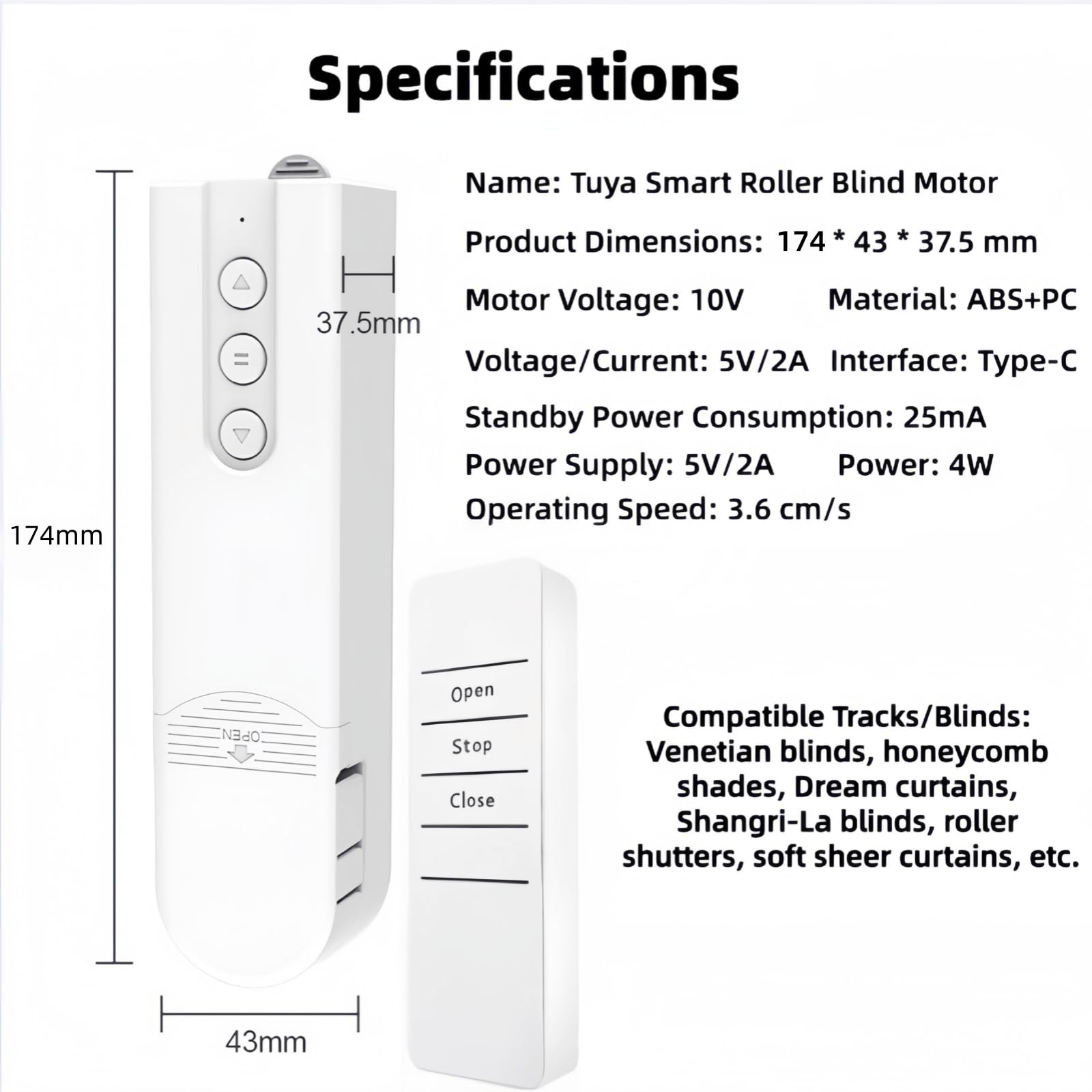 Motore WiFi Smart Tuya per Tende a Rullo con Pannello Solare, Telecomando e Controllo Vocale – per l'aggiornamento di Tende a Rullo in casa o Ufficio