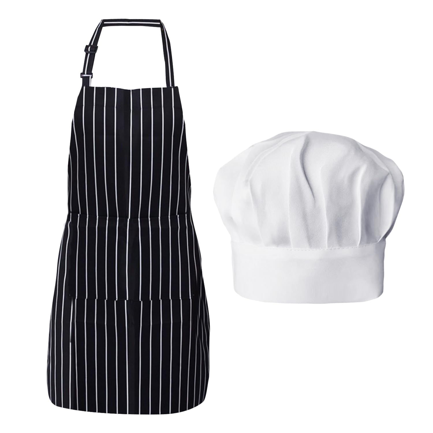 Delantal Con Cuello Halter De 1 Pieza Con Gorro De Chef De 1 Pieza, Delantal Para Hornear, Delantal Antiincrustante Con Cuello Halter, Delantal De Chef, Adecuado Para El Hogar, Cafetería, Restaurante