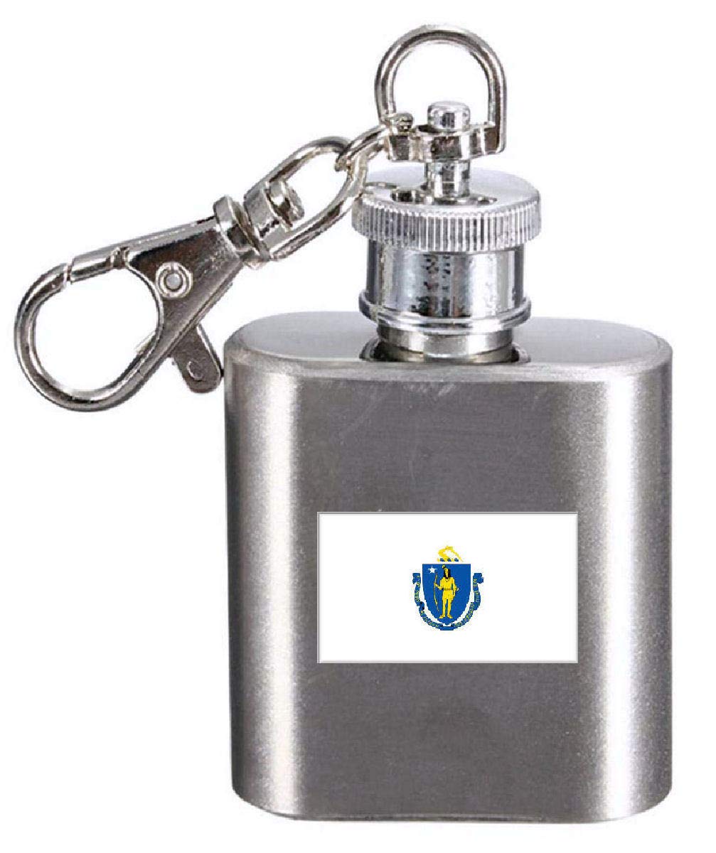 Flasque porte-clés gravé Massachusetts avec finition laser durable