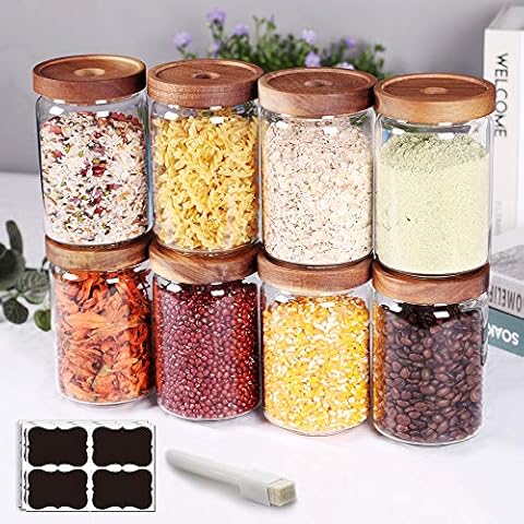 SAIOOL Stackable Kitchen Canisters Set of 8 Cover