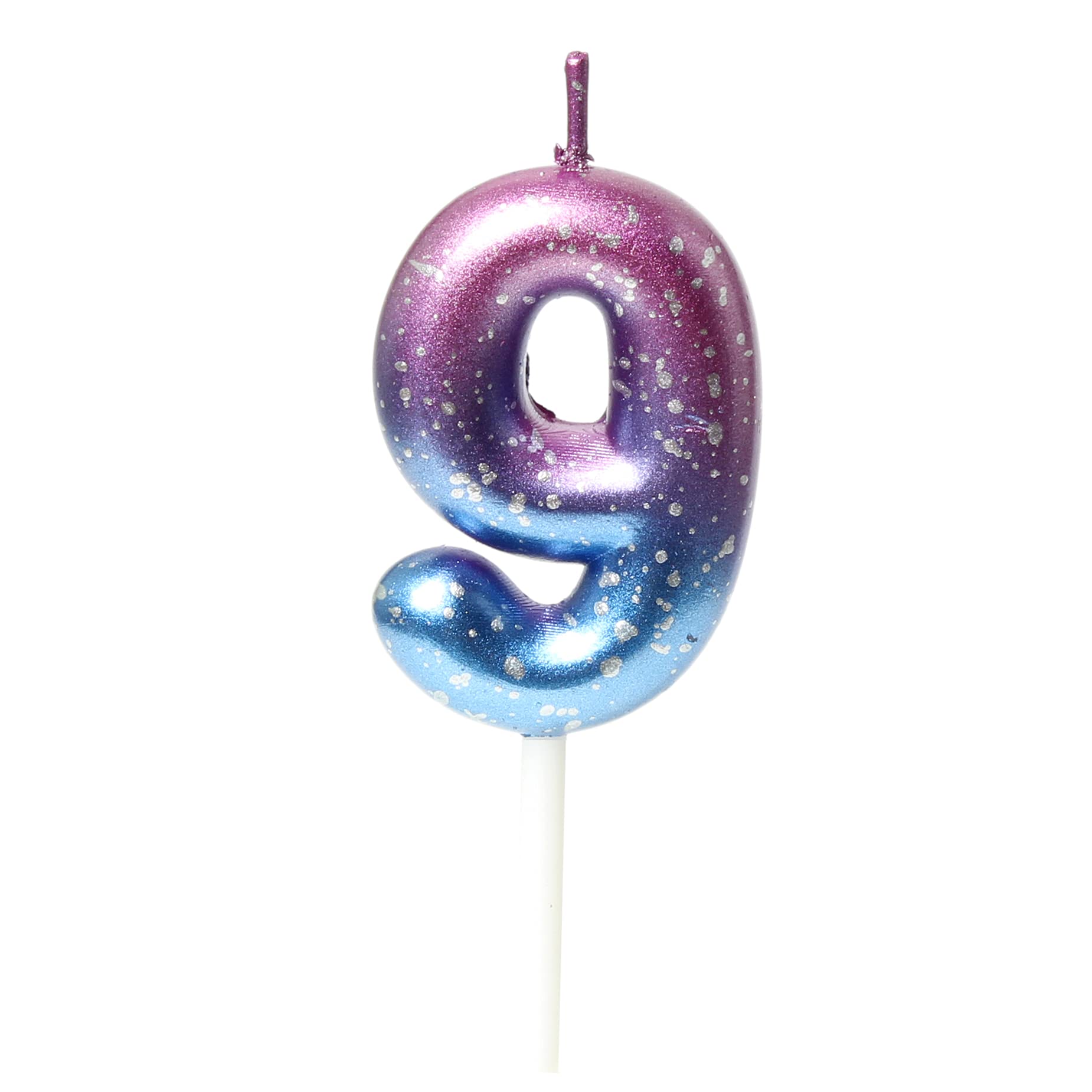 Birthday Candles Cake Decoration Number 0-9 Candle Cake Topper Party Wedding Anniversary Decorations (Blue Purple) (9)