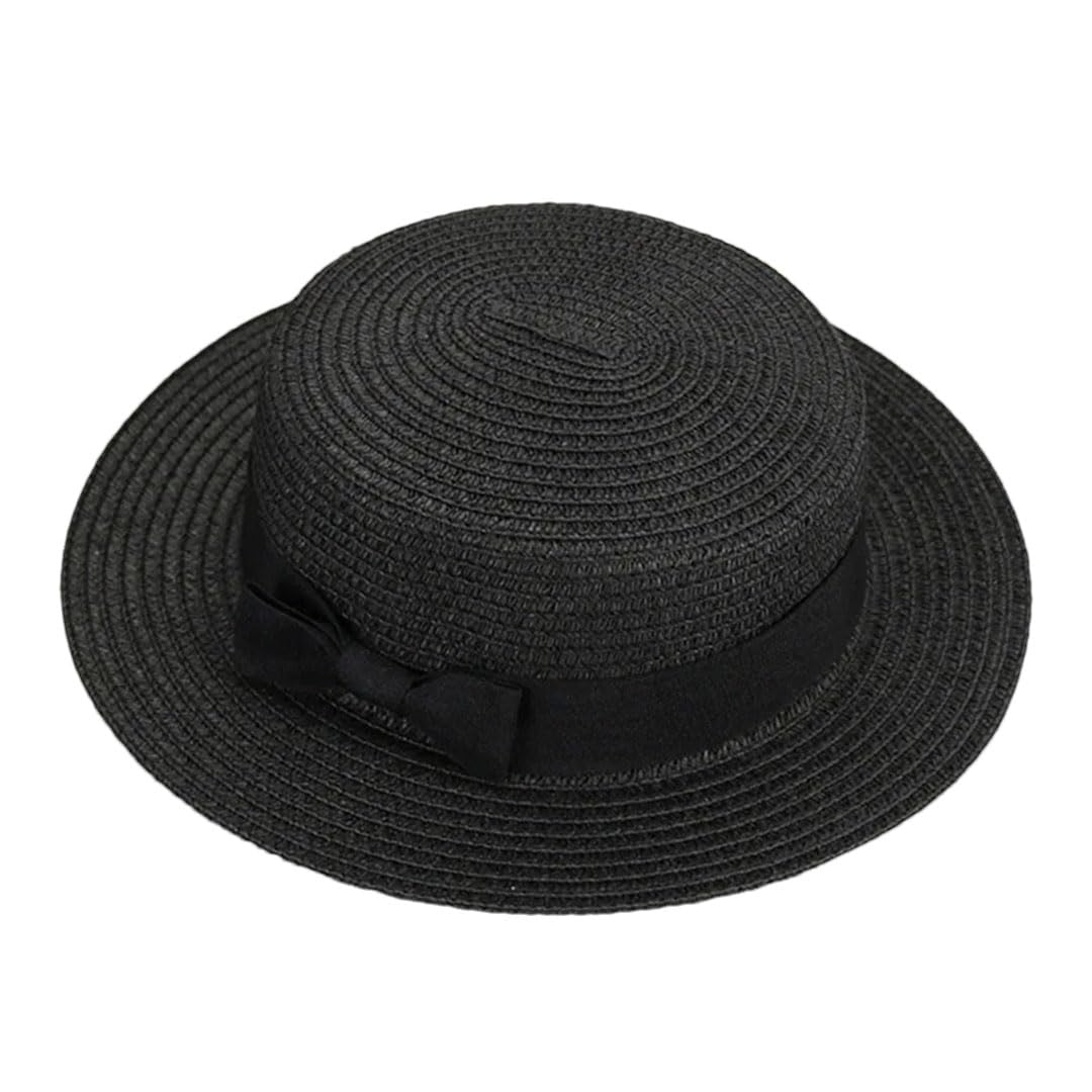EYRMQWJPC Wide Brim Sun Hat, Women's Straw Sun Protection Panama Bucket Hat Multicolor Multiple Sizes(Black)