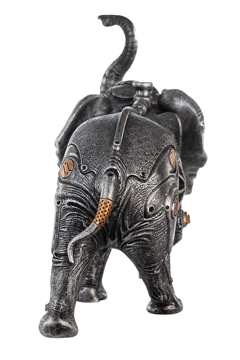 Casablanca 37041 Sculpture Steampunk Éléphant en résine Argenté Hauteur 23 cm