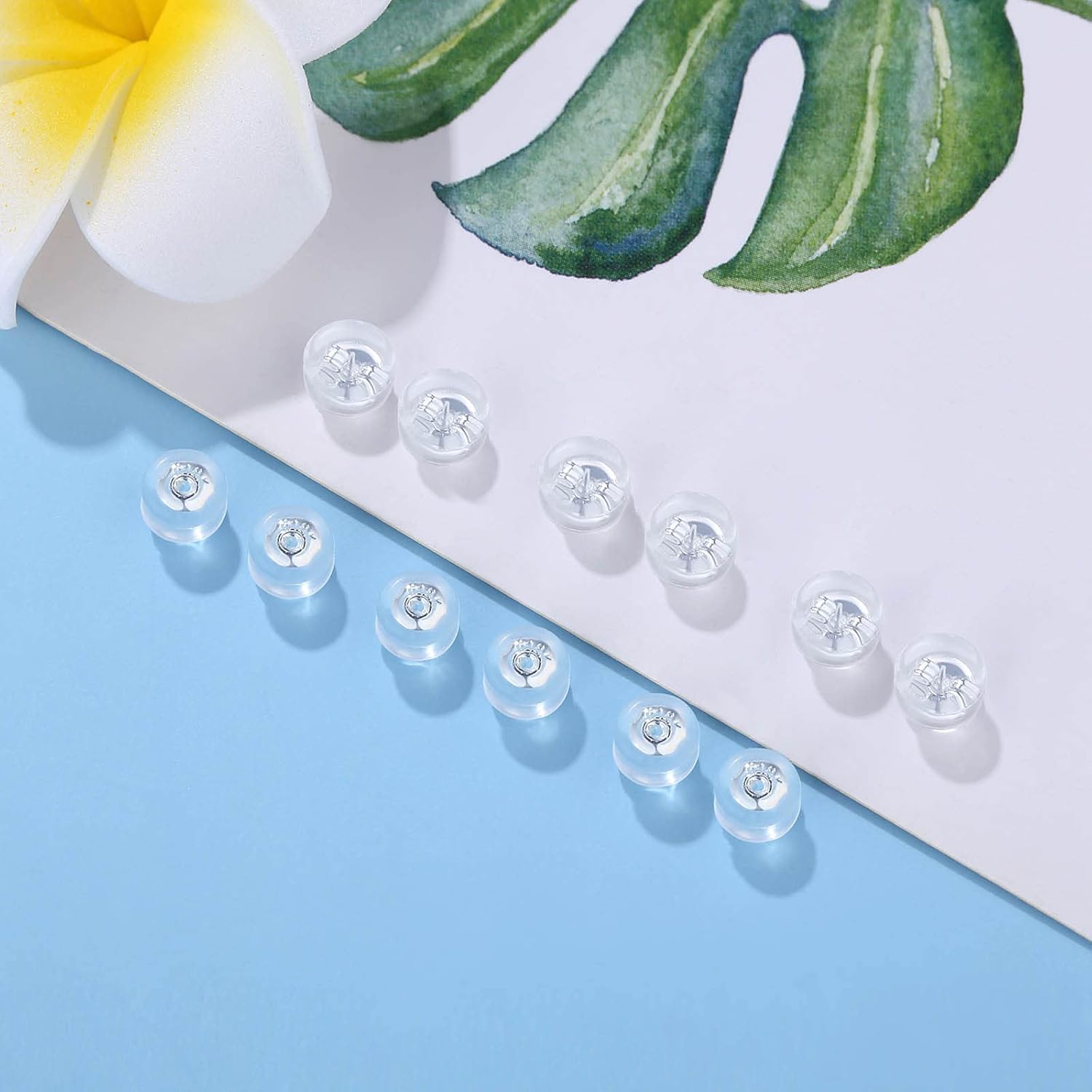 Earring Backs 18K Gold Locking Silicone Earring Backs Replacements for Studs/Droopy Ears/Heavy Earrings, No-Irritate Hypoallergenice Backings for Women Men Transparency White Color - Image 3