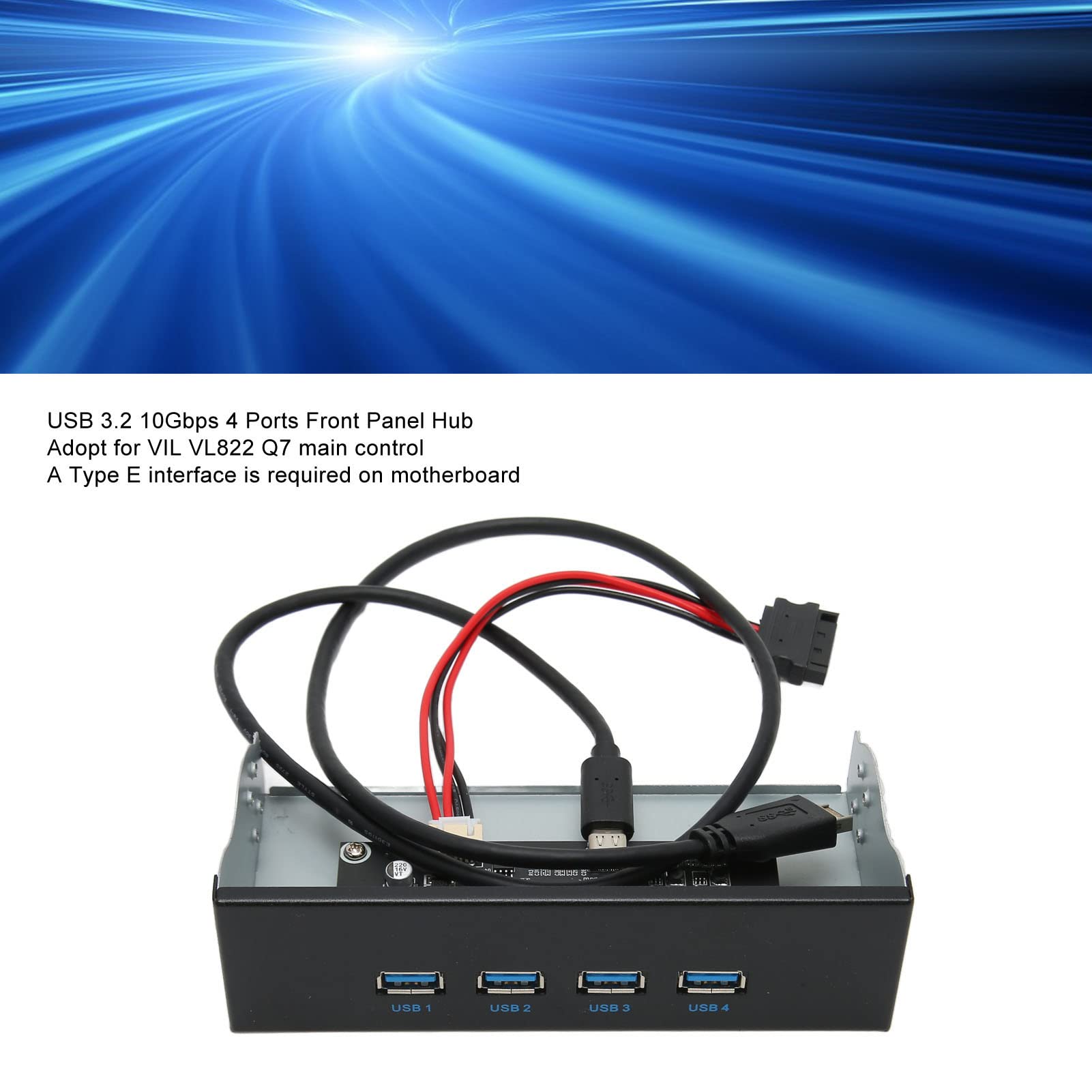Hub USB 3.2 na Przednim Panelu, 5,25 Cala 4 Porty Hub USB na Przednim Panelu z 4 Portami USB 3.2 GEN2, 10 Gb/s Napęd Optyczny Panel Przedni dla 7/8/10/2003, OS X, Linux