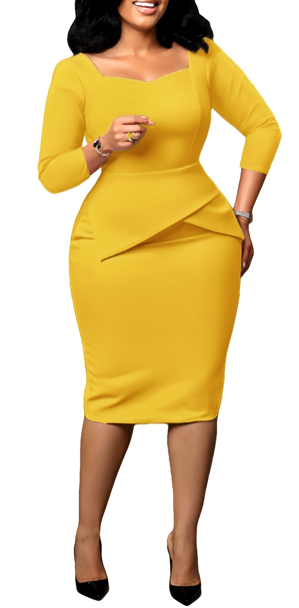Bodycon Pencil Dress for Women Elegance Church Dresses Midi Teacher Office Modest Business Wear to Work Suiting Outfits