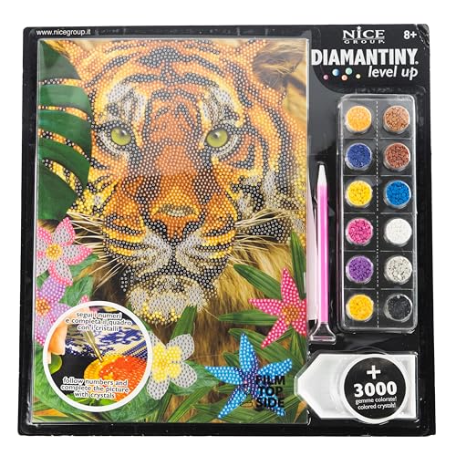 DIAMANTINY Level Up - Nice Group Creative Art, Diamond Painting Kit crea il mosaico, WILD, Tigre