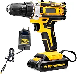 Bomvink Parafusadeira e Furadeira 21V, Bateria de Lítio, Controle de Torque, LED Integrado, com Carregador