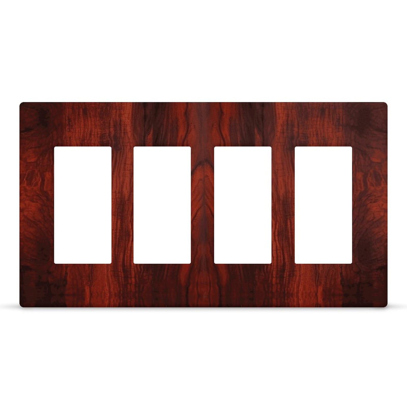 Red Wood Wall Plate Cover Unbreakable Thermoplastic Faceplate Cover Receptacle Outlet Covers Rocker Light Switch Covers 4-Gang Hidden Screw Face Plate for House 8.3x 4.7