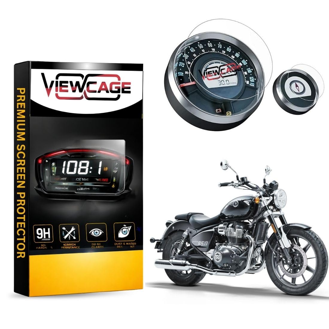 Screen Protector for Royal Enfield Super Meteor 650 | 9H Tempered Glass Meter Protection Film | HD Clear Anti Scratch Dashboard Screen Guard Accessory (Pack of - 1)-image-33