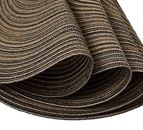 Smaafit Round Braided Placemats, Set Of 6 Table Place Mats For Round Dining Tables, 15 Inches Round Placemat, Place Mat Round Table Mats (Black Brown) #TOP7