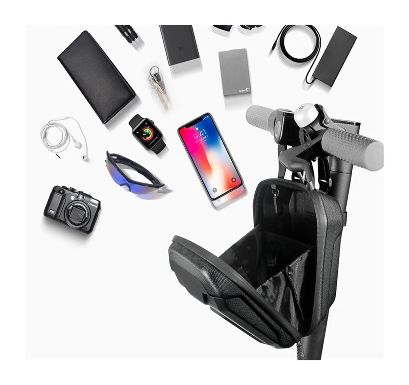 Borsa for bici anteriore con guscio rigido in EVA da 1 pezzo | Conserva telefono, attrezzi e oggetti personali for il ciclismo all'aperto.(GD6X-2L)