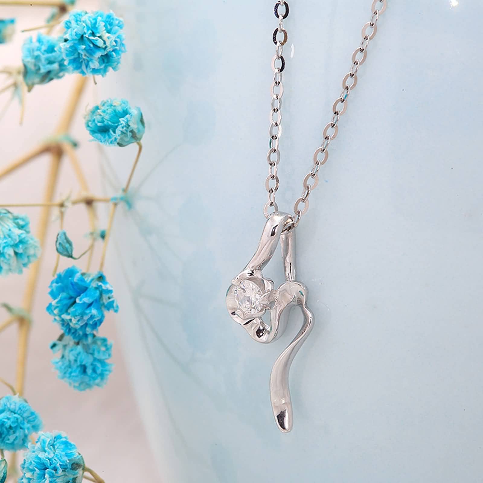 Collares de Mujer a la Moda, Collares con Colgante de Flor con Diamante Redondo/moissanita 0,1 Quilates