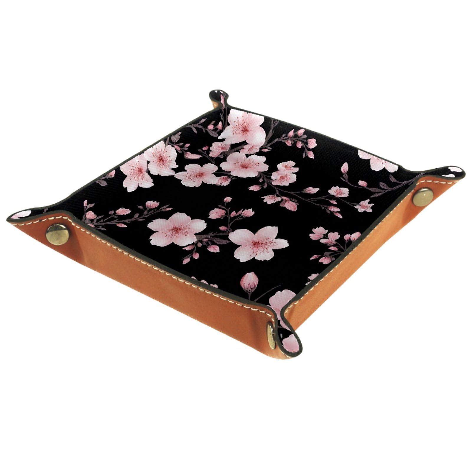 VAPOKF Cherry Blossom Dice Tray, Folding Microfiber Leather Dice Holder for Dungeons and Dragons RPG Dice Gaming D&D and Other Table Games