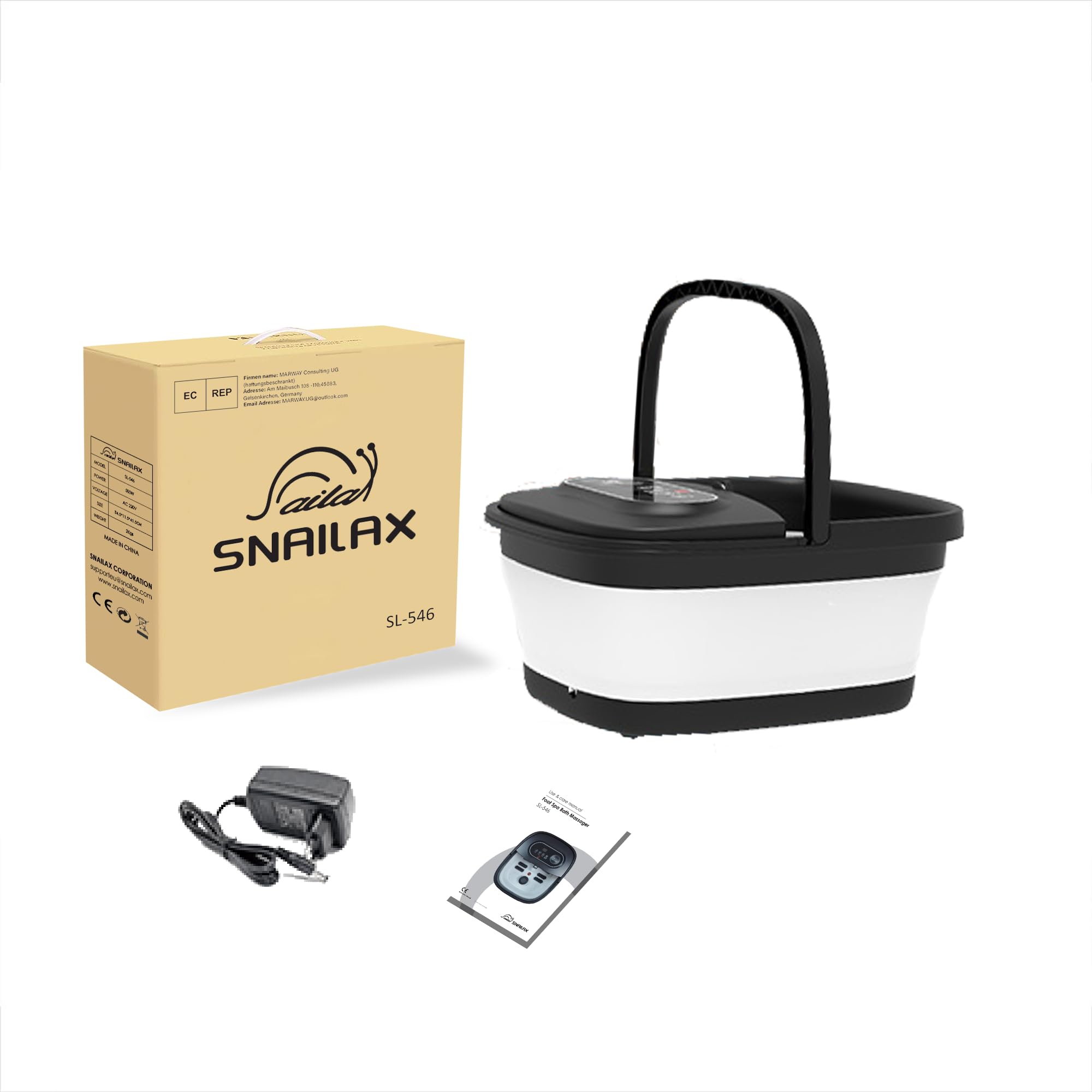 Snailax Baño de pies plegable con masaje y calefacción, baño de burbujas con ruedas Shiatsu | 14 niveles de calor | burbujas | luz roja | temporizador, bañera eléctrica 35 ℃ – 48 ℃, masajeador de pies