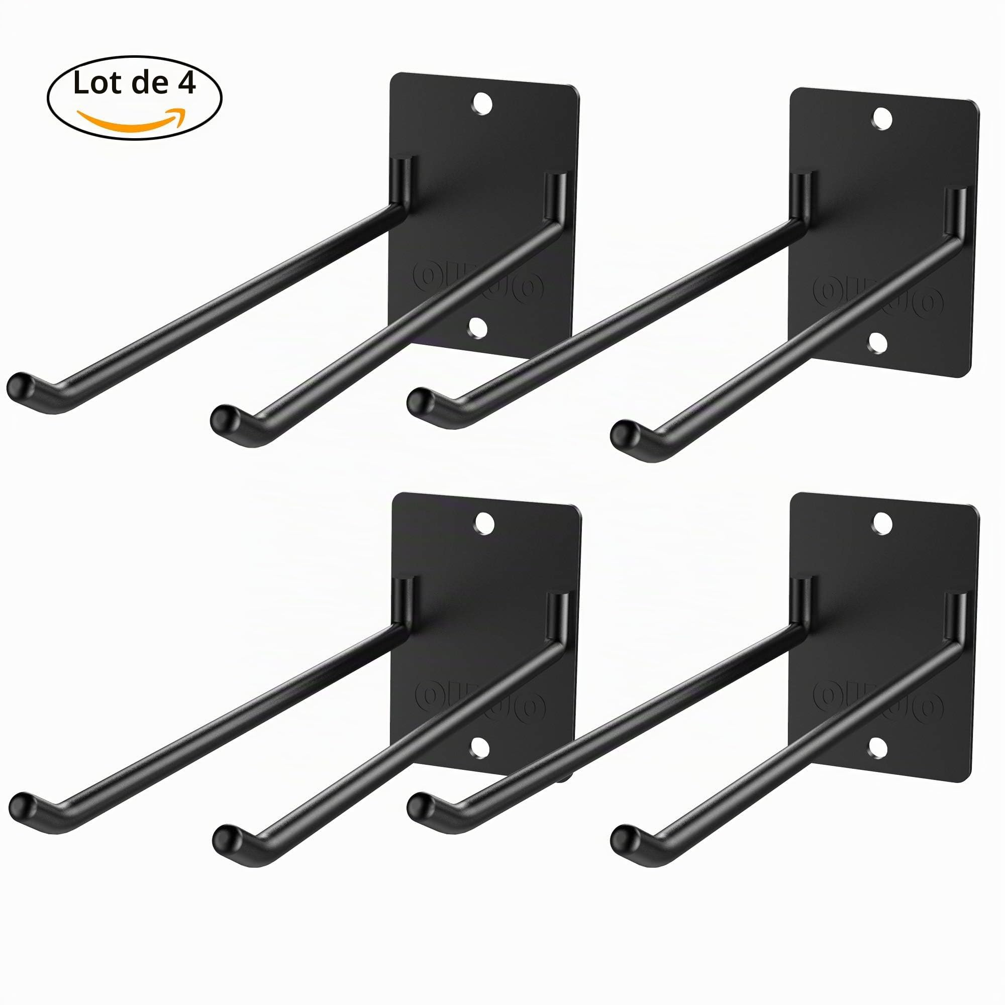 Lot de 4 rangements de garage pour l'organisation d’outils, en acier massif robuste, pour pelle, râteau, balai, cour, garage