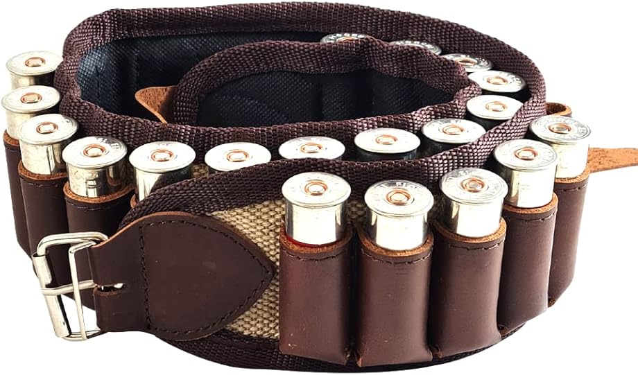 Armeria online Cartucciera regolabile cartuccera cintura cal 12 da caccia cordura e cuoio br03107