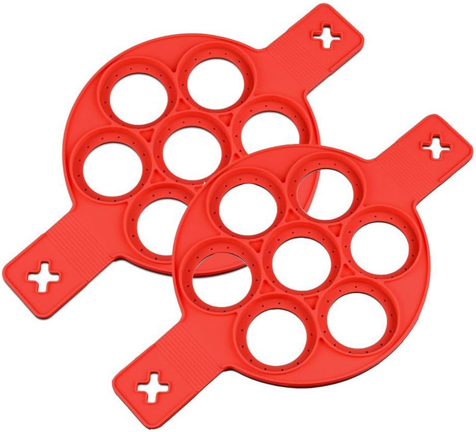 Pancake Mold, 2 Pcs Nonstick Silicone Pancake Ring Pancake Mold Egg Cooker Fired Egg Ring Egg Mold Egg Shaper Egg Maker