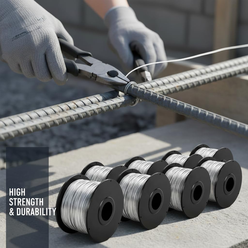 10 Rolls Steel Rebar Tie Wire Coil 1/32 Inch 0.8mm Diameter 360FT per Roll Total,3600FT Rebar Gun Wire for Automatic Tying Guns Twisters Tying Tools and Twister Machines