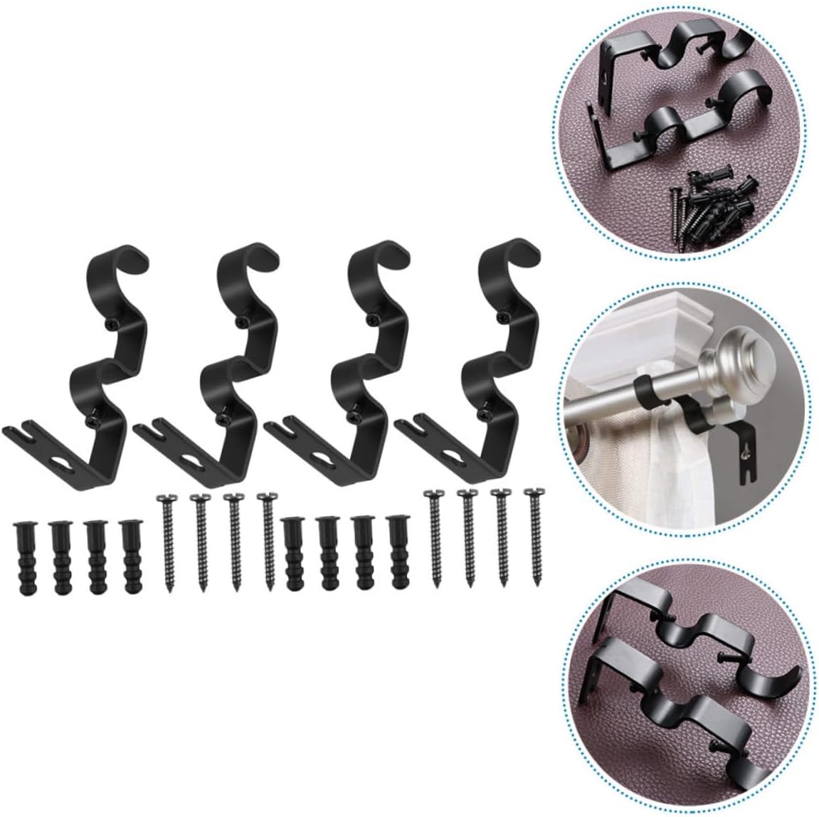 4pcs Adjustable Curtain Rod Holders Sturdy Brackets for Reliable Support Effortless Installation for Windows and Curtains