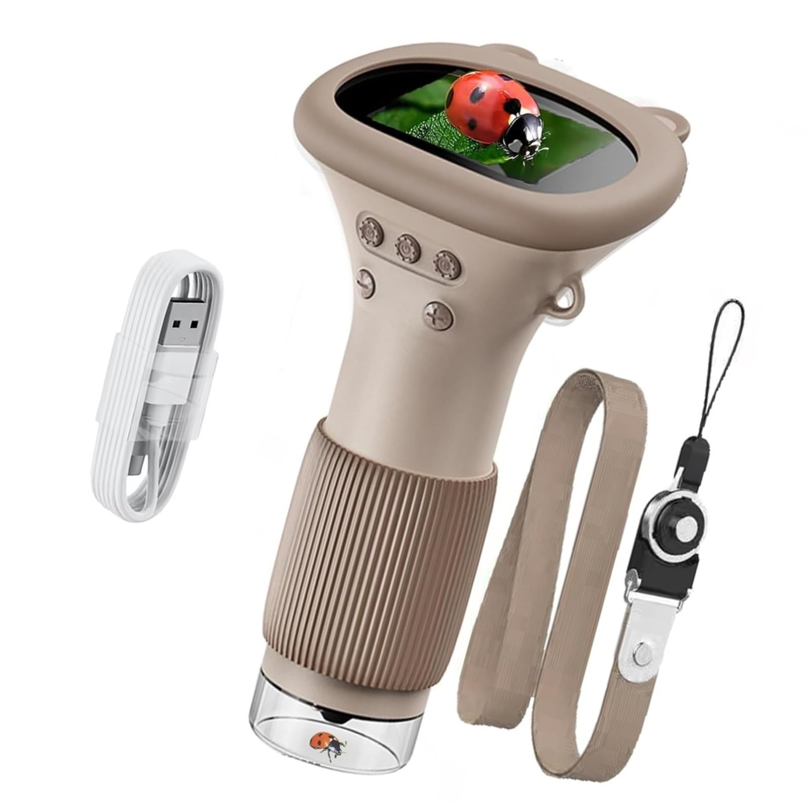 Rgybao Brown Portable Microscope For Explorers Featuring Usb Charging Camera And Video Capability 1000X Children Portable