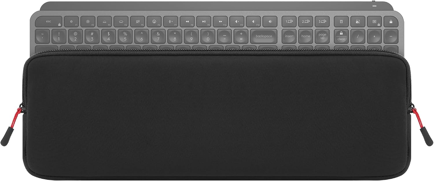 GEEKRIA Keyboard Travel Carrying Pouch, Compatible with Logitech MX Keys S/MX Mechanical / MK955, Keychron B6 Pro, Apple Magic Keyboard with Numeric (Black)