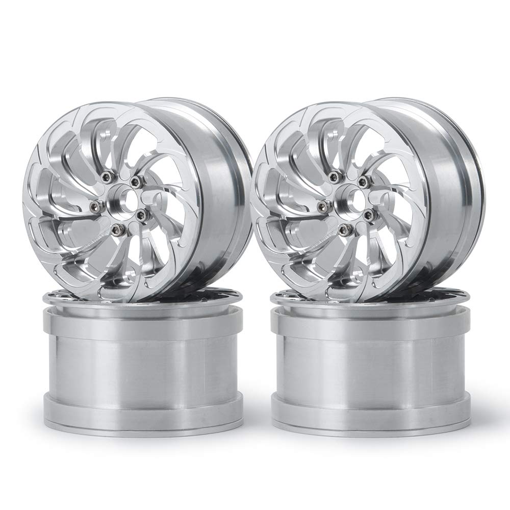 QUPA AM STORE RC Aluminum Alloy 2.2inch Beadlock Wheels 4PCS Wheel Hubs for 1/10 SCX10 D90 Wraith 90048 90018 RR10 RC Crawler Car Accessories(Silver)