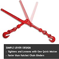 Vista 2 de DC Cargo - Carpeta de cadena resistente de 3/8 a 1/2 pulgadas (paquete de 2), carpetas de carga con límite de carga de trabajo de 9,200 libras