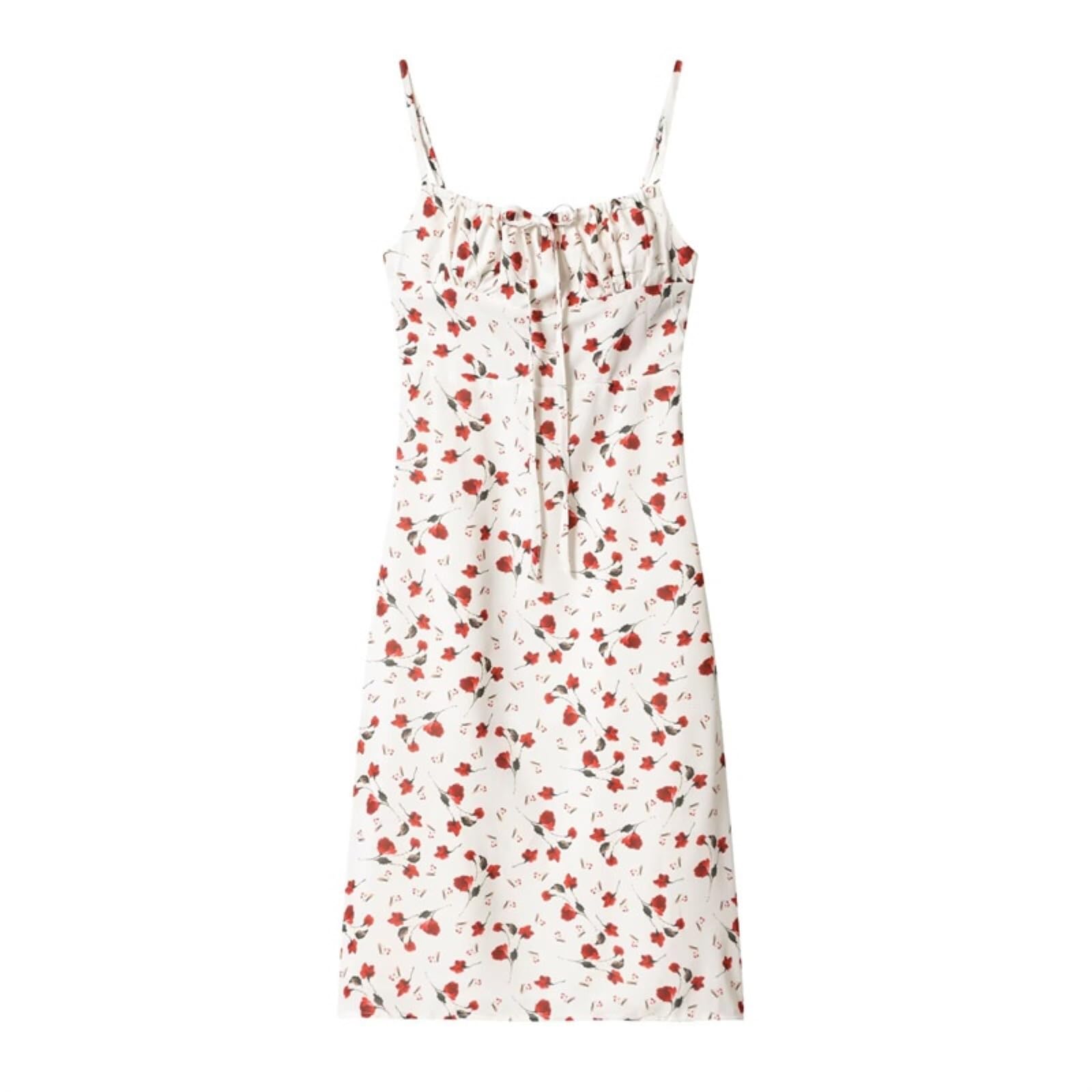 Vestido Largo Verano Mujer Vestido Midi Estampado De Tirantes Finos Y Escote Cuadrado para Mujer, Sin Mangas, Corte Ajustado.