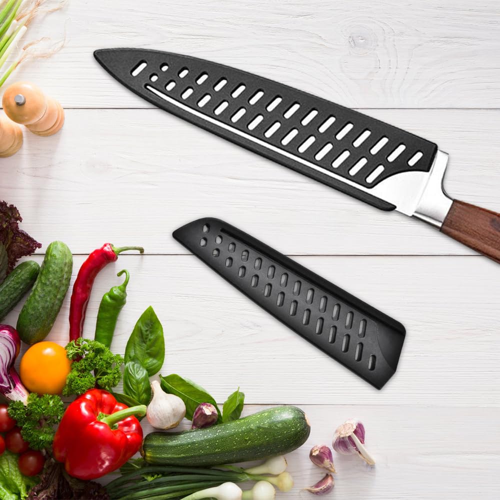 8 Pezzi Coltelli Guaina Proteggi, Copricoltelli in 8 Misure, Fodero per Coltello da Cucina, Fodero Coltello Ventilato, Protezione Lama in Plastica per Diversi Tipi di Coltelli la Protezione della Lama