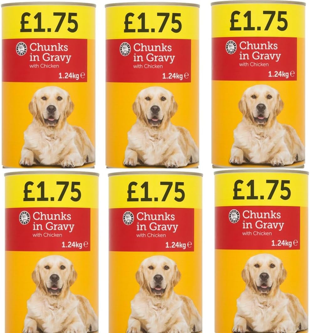 Sixsigma Foods Premium Wet Dog Food 1.24kg - Complete Chicken Chunks in Rich Gravy, Soft Meat Adult Tinned Dog Food For All Breeds, Balanced & Nutritious Daily Meal For Healthy (18 cans, Chicken)