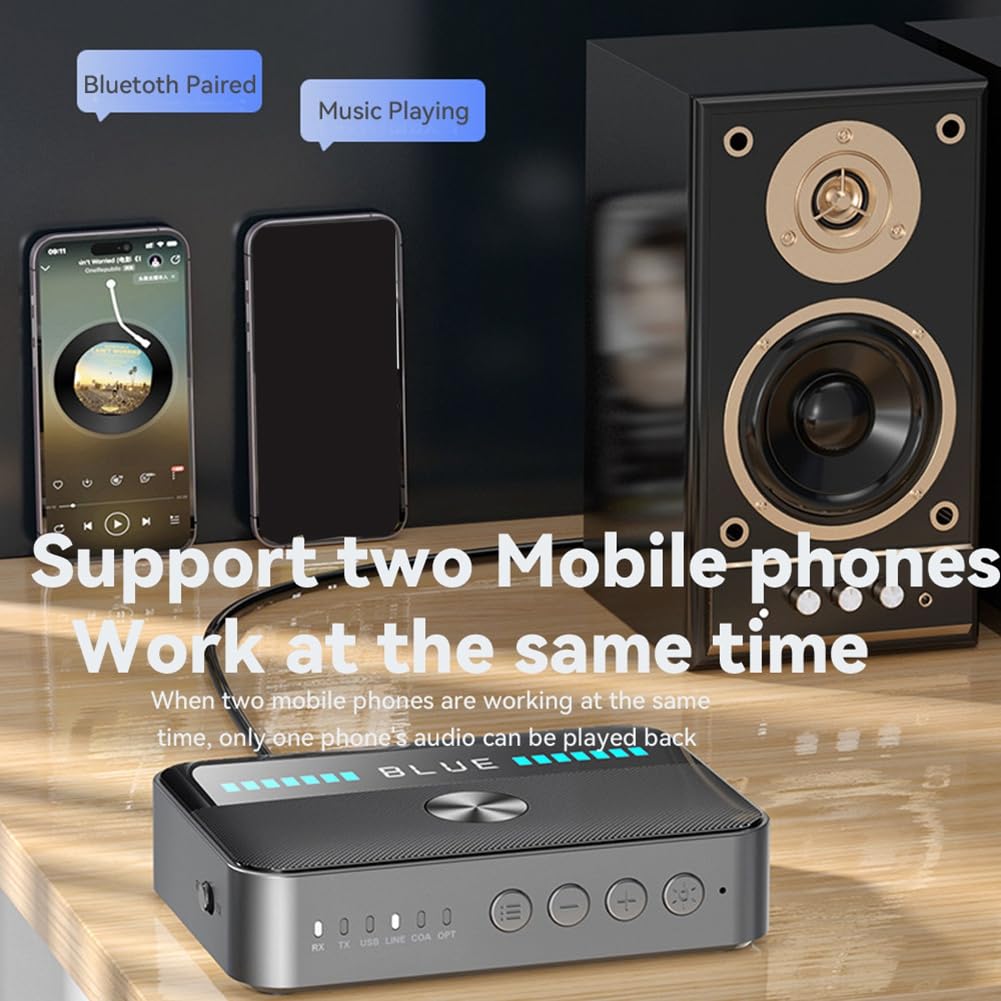 Pojedehy Bluetooth 5.3 Receiver Transmitter 3.5mm Aux Coaxial Optical Digital to Analog Audio Adapter Black Plastic HiFi NFC Converter - Image 4