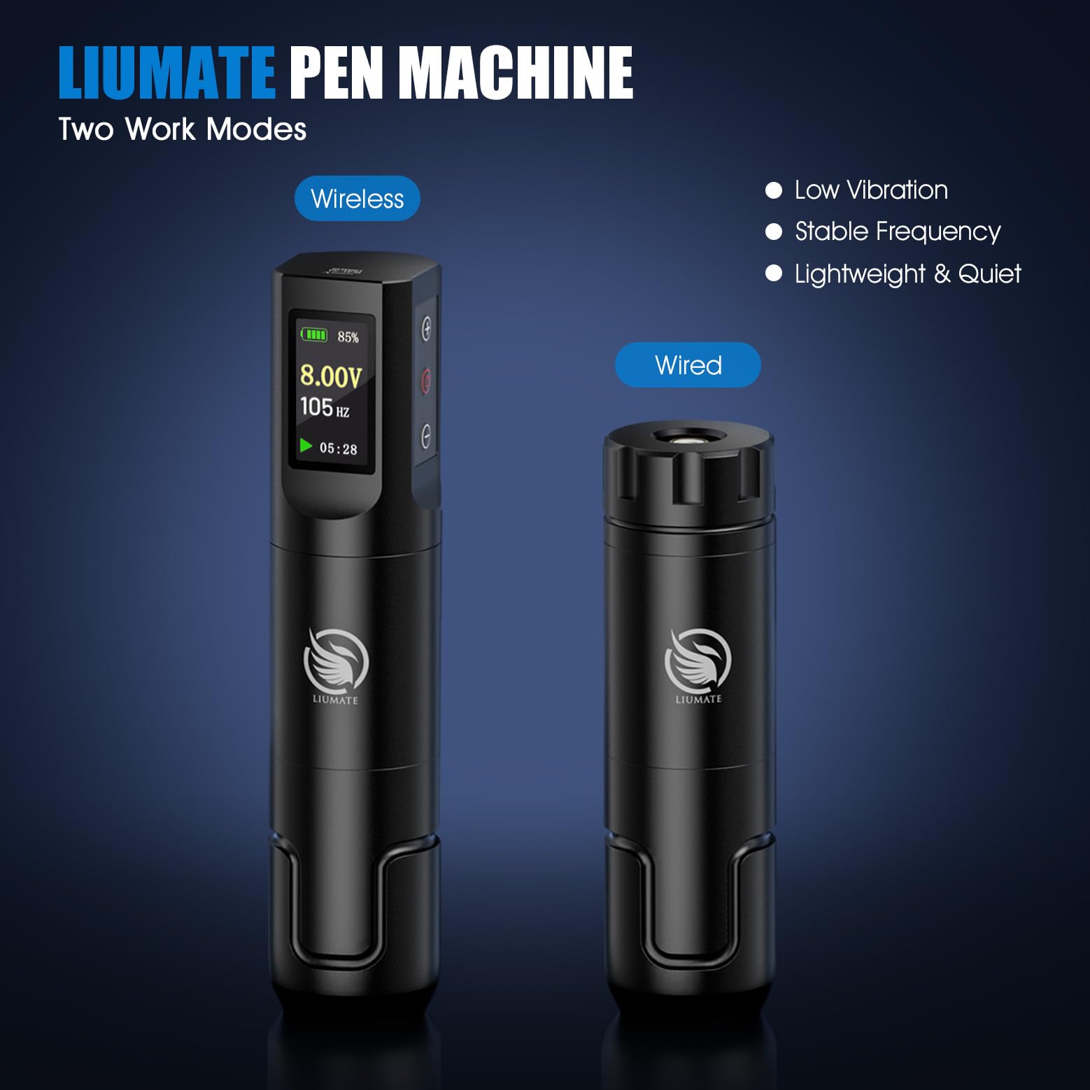 Máquina de Rotativa Kit Inalámbrica con Batería 1600mAh, Pantalla LCD, Conexión RCA, Máquina de Bolígrafo Inalámbrica con 20 Agujas 10 Tintas para Principiantes y Artistas LIUMATE