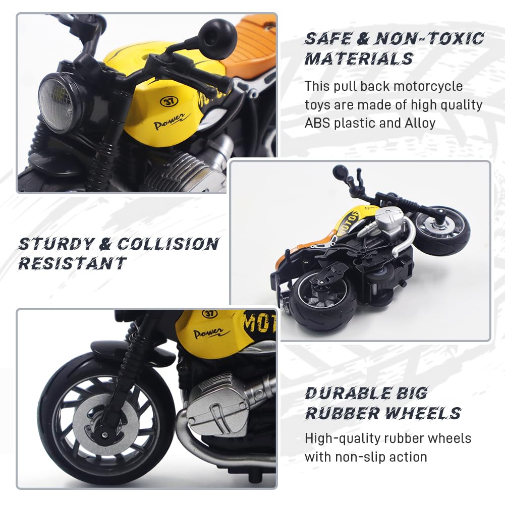 FCXVXCL Kid Motorbike Toys,Pull Back Toy Cars Alloy Motorcycles Toys,Friction Powered Kids Toy Cars Automatic Drive for Boys Kids - Image 4