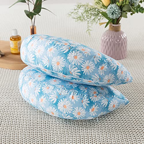 Lemfux Maternity Belly Double Wedge Pillows For Pregnant Women Sleeping, Elegant Small Adjustable Daisy Patterned Pregnancy Pillow For Back Support, 100% Cotton, Ultra Soft, For Side Sleeper #TOP2