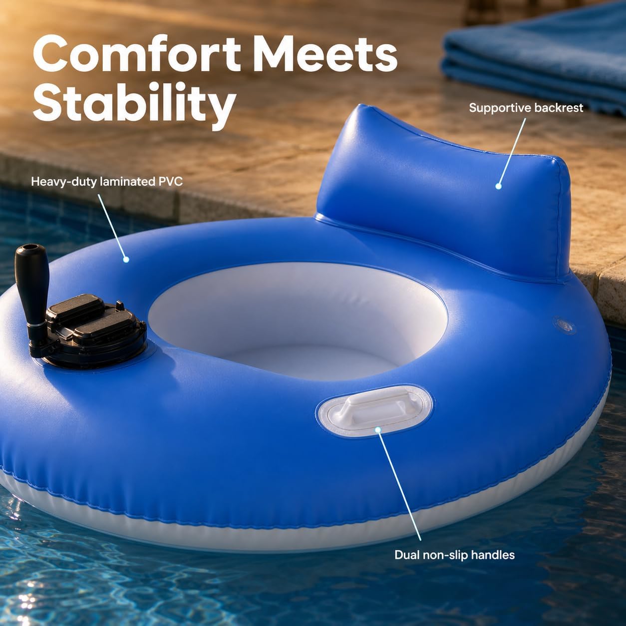 Flotador de piscina motorizado alimentado por pilas, 39.76 pulgadas