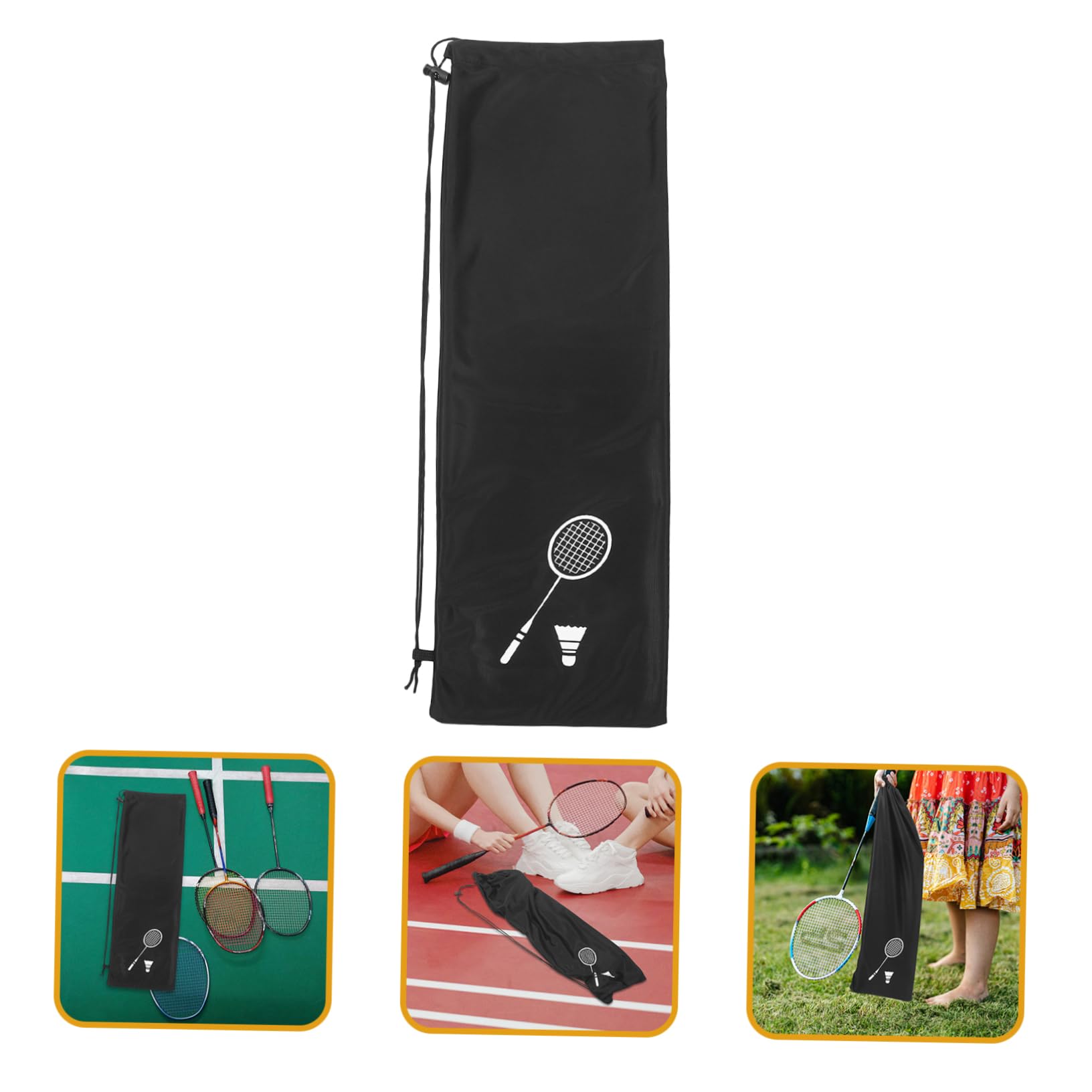 TOYANDONA Bolsa de bádminton Bolsa de Raqueta de Pelusa Bolsa de Raqueta portátil Volantes de bádminton Deportes Accesorios de bádminton Bolsa de Raqueta al Aire Franela Gruesa Negro