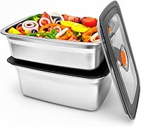 Vista 10 de 2 recipientes de acero inoxidable para almacenamiento de alimentos (33 onzas) con tapas, a prueba de fugas y herméticos, recipientes de acero
