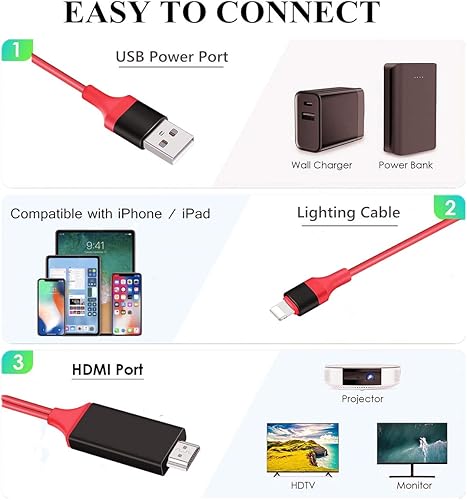 Miniatura 7 de MagicEB Certificado MFi Cable adaptador Lightning a HDMI compatible con iPhone a HDMI adaptador convertidor digital AV 1080P compatible con iPhone