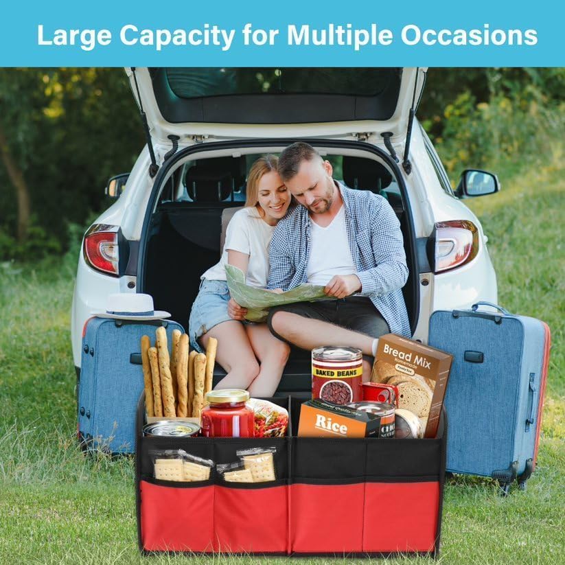 Miniatura 5 de Simple Deluxe Organizador de maletero de automóvil, diseño antideslizante, hecho de poliéster Oxford 600D impermeable, 2 compartimentos de